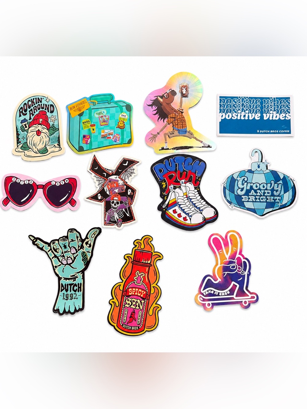 Dutch Bros Sticker Lot 11 Limited Edition Collectible Coffee Stickers Bundle